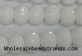 CPB61 15.5 inches 10*14mm faceted rondelle white porcelain beads