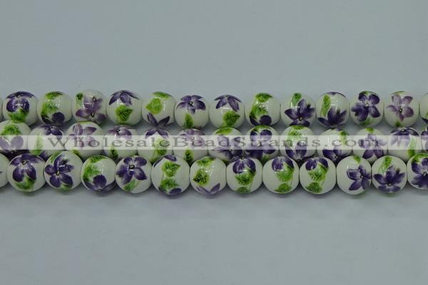 CPB623 15.5 inches 10mm round Painted porcelain beads