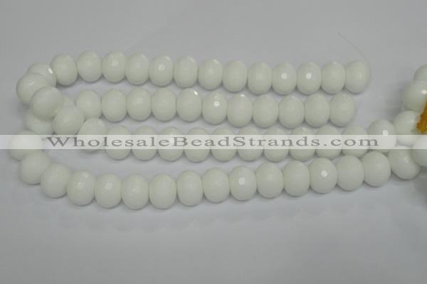 CPB63 15.5 inches 13*18mm faceted rondelle white porcelain beads