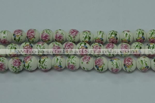 CPB684 15.5 inches 12mm round Painted porcelain beads