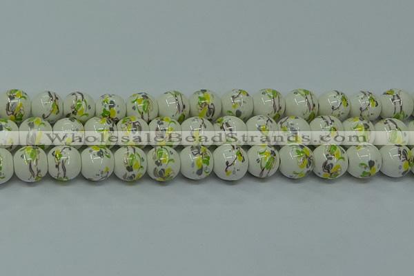 CPB723 15.5 inches 10mm round Painted porcelain beads