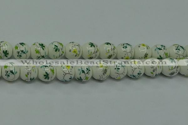 CPB783 15.5 inches 10mm round Painted porcelain beads