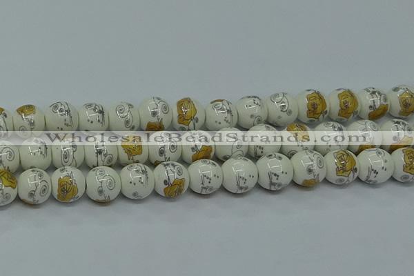 CPB801 15.5 inches 6mm round Painted porcelain beads