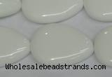 CPB93 15.5 inches 20*30mm flat teardrop white porcelain beads wholesale