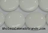 CPB99 15.5 inches 20mm flat round white porcelain beads wholesale