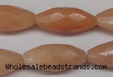 CPE20 15.5 inches 13*30mm faceted rice peach stone beads wholesale