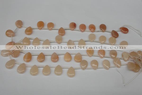 CPE22 Top-drilled 12*16mm flat teardrop peach stone beads wholesale