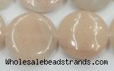 CPI10 15.5 inches 25mm flat round pink aventurine jade beads wholesale