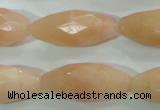 CPI100 15.5 inches 13*30mm faceted rice pink aventurine jade beads