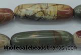 CPJ26 15.5 inches 13*40mm cylinder picasso jasper beads wholesale