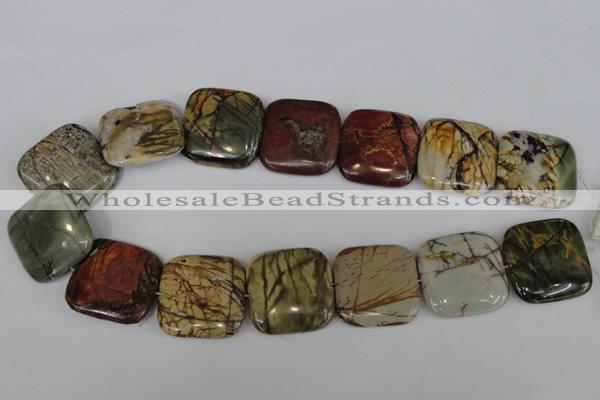 CPJ363 15.5 inches 30*30mm square picasso jasper gemstone beads