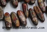 CPJ376 15.5 inches 8*14mm - 8*22mm picasso jasper & pyrite chips beads