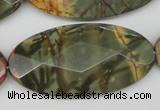 CPJ415 15 inches 25*50mm faceted oval picasso jasper gemstone beads