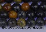 CPJ472 15.5 inches 8mm round black picasso jasper beads wholesale