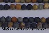 CPJ490 15.5 inches 4mm round matte black picasso jasper beads