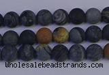 CPJ491 15.5 inches 6mm round matte black picasso jasper beads