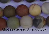 CPJ514 15.5 inches 12mm round matte polychrome jasper beads wholeasle