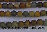 CPJ520 15.5 inches 4mm round matte wildhorse picture jasper beads