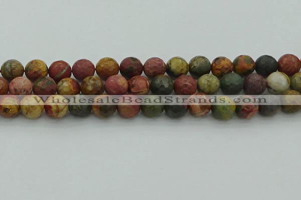 CPJ534 15.5 inches 12mm faceted round picasso jasper beads