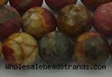 CPJ535 15.5 inches 14mm faceted round picasso jasper beads