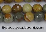 CPJ542 15.5 inches 8mm faceted round wildhorse picture jasper beads