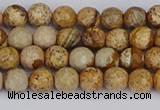 CPJ555 15.5 inches 4mm faceted round picture jasper beads