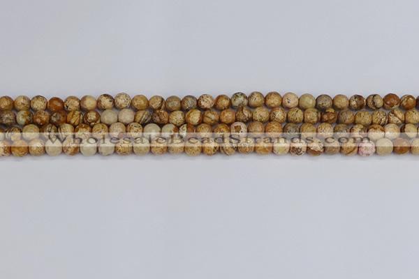 CPJ555 15.5 inches 4mm faceted round picture jasper beads