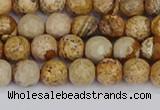 CPJ556 15.5 inches 6mm faceted round picture jasper beads