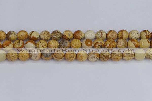 CPJ559 15.5 inches 12mm faceted round picture jasper beads