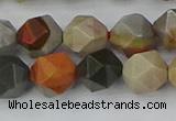 CPJ566 15.5 inches 10mm faceted nuggets polychrome jasper beads