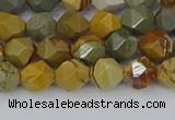 CPJ570 15.5 inches 6mm faceted nuggets wildhorse picture jasper beads