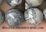 CPJ586 15.5 inches 16mm round grey picture jasper beads wholesale