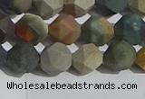 CPJ591 15.5 inches 8mm faceted nuggets matte polychrome jasper beads