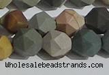 CPJ593 15.5 inches 12mm faceted nuggets matte polychrome jasper beads