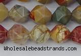 CPJ627 15.5 inches 8mm faceted nuggets picasso jasper beads