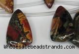 CPJ96 Top-drilled 15*25mm – 16*36mm flat teardrop picasso jasper beads