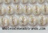 CPL01 15.5 inches 9*10mm nuggets pearl with rhinestone beads