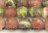 CPM11 15 inches 6mm faceted round red plum blossom jade beads