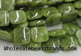 CPO07 15.5 inches 10*10mm square olivine gemstone beads wholesale