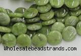 CPO15 15.5 inches 10mm flat round olivine gemstone beads wholesale