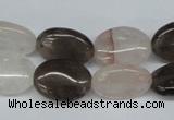 CPQ105 12*16mm oval natural pink crystal & smoky quartz beads