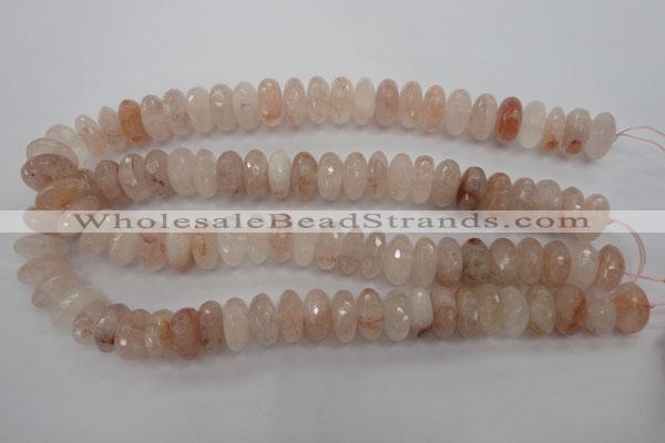 CPQ215 15.5 inches 8*16mm faceted rondelle natural pink quartz beads