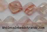 CPQ226 15.5 inches 15*15mm faceted diamond natural pink quartz beads