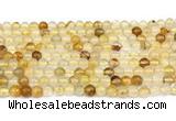 CPQ350 15.5 inches 4mm round yellow quartz gemstone beads