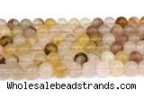 CPQ362 15.5 inches 8mm round pink & yellow quartz gemstone beads