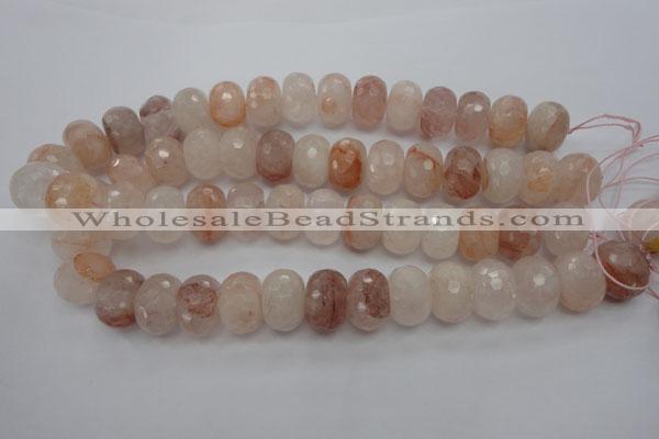 CPQ72 15.5 inches 14*20mm faceted rondelle natural pink quartz beads