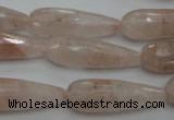 CPQ78 15.5 inches 10*30mm faceted teardrop natural pink quartz beads