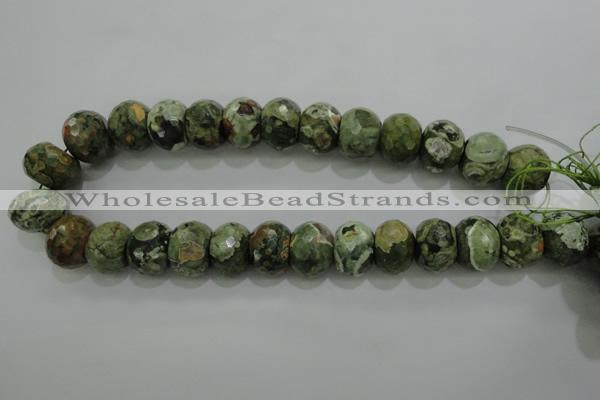 CPS125 15.5 inches 15*20mm faceted rondelle green peacock stone beads