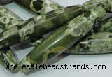 CPS14 15.5 inches 10*50mm rice green peacock stone beads wholesale