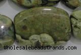 CPS144 15.5 inches 25*35mm rectangle green peacock stone beads